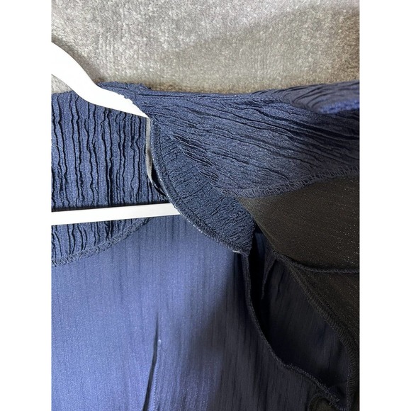 Maya Brooke Crinkle Sequin Lace Open Front Blazer Jacket Women 14W Navy Blue NWT - Picture 14 of 16